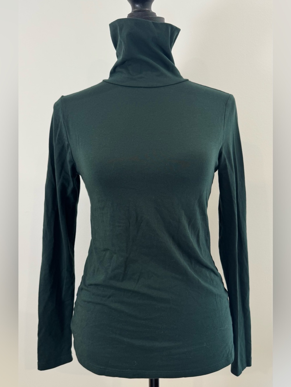 Old Navy Slim Fit Forest Green Turtleneck Top Small Cotton Modal Stretch